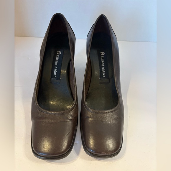 Etienne Aigner brown leather pumps heels size 8 - Picture 10 of 10